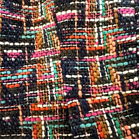 Shoshanna Navy Pink Multicolor Textured Tweed Sleeveless Fit & Flare Dress - Picture 12 of 12